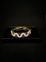 Gold Ruby Diamond Snake Bracelet