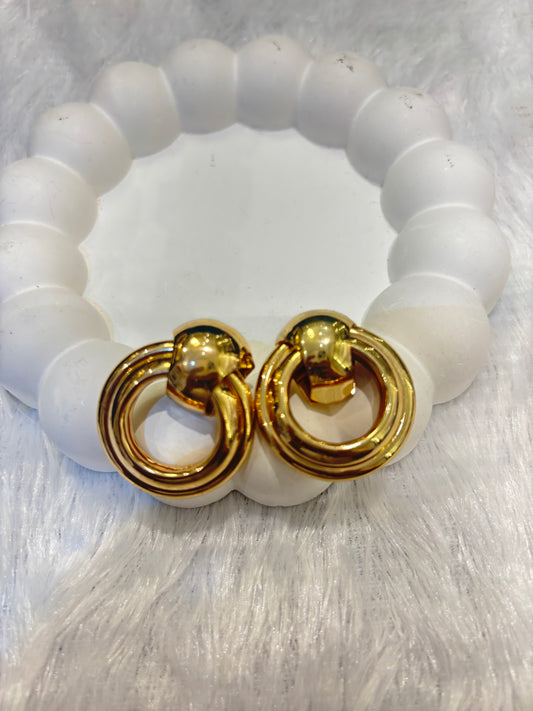 Gold-Plated Chunky Circular Hoop Stud Earrings