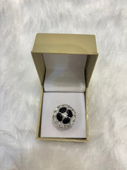 Black AD Elegant Ring – Sophisticated American Diamond Jewelry for Special Occasions