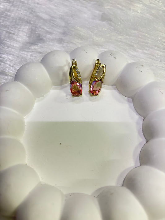 Pink Crystal Drop Earrings