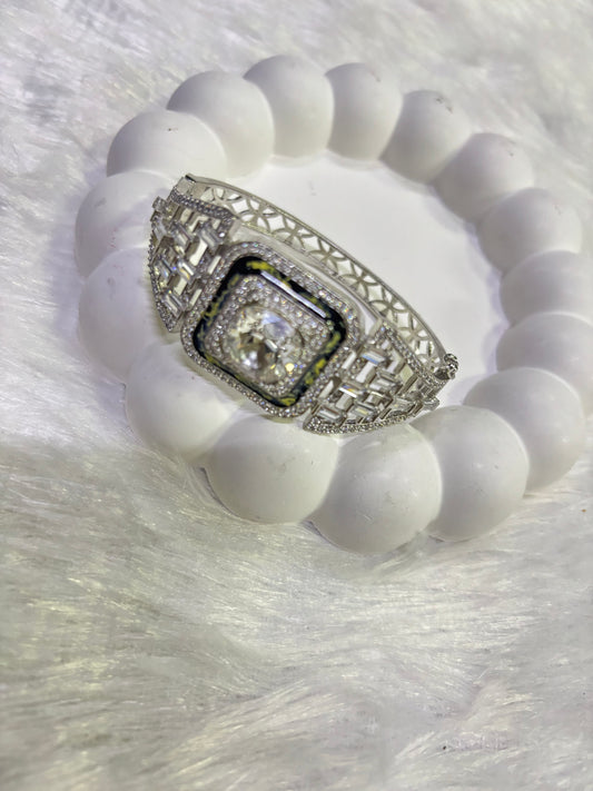 Elegant Stone-Studded Square Bangles Set