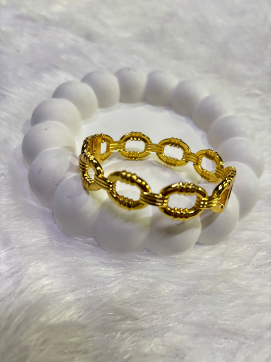 Textured Link Kada – Gold Plated Designer Bangle