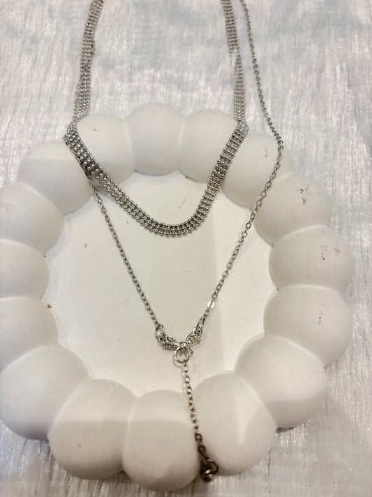 Layered Silver Plated Necklace – Modern Chic