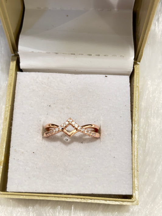 Elegant Rose Gold AD Ring – Adjustable American Diamond Jewelry for Women