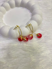Cherry Drop Hoop Earrings