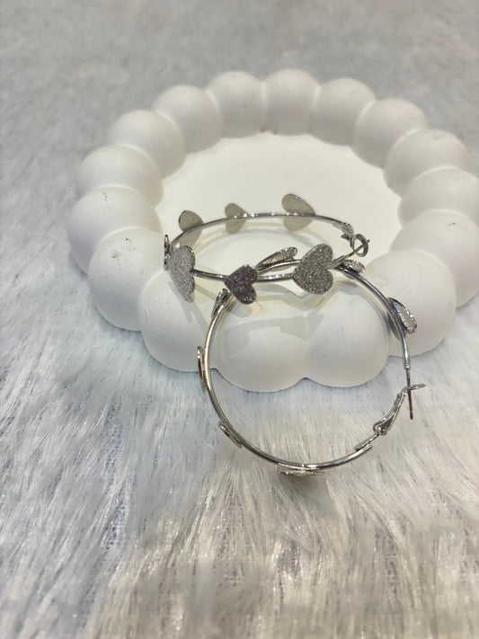 Silver Heart Hoop Earrings