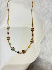 Gold Plated Multicolor Butterfly Necklace