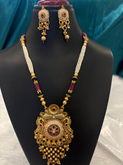 Gold Plated and Pearl Rajwadi Maala Set – Royal Traditional Jewelry