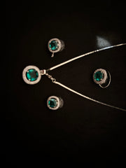 Emerald Square Swarovski  Pendant Set