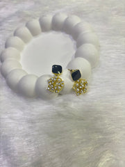 Gold-Plated Black & CZ Drop Earrings