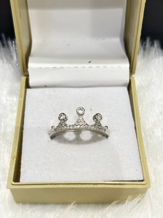 Silver Crown Ring – Adjustable Royal Tiara-Inspired Jewelry