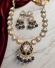 Midnight Maharani Kundan Necklace Set