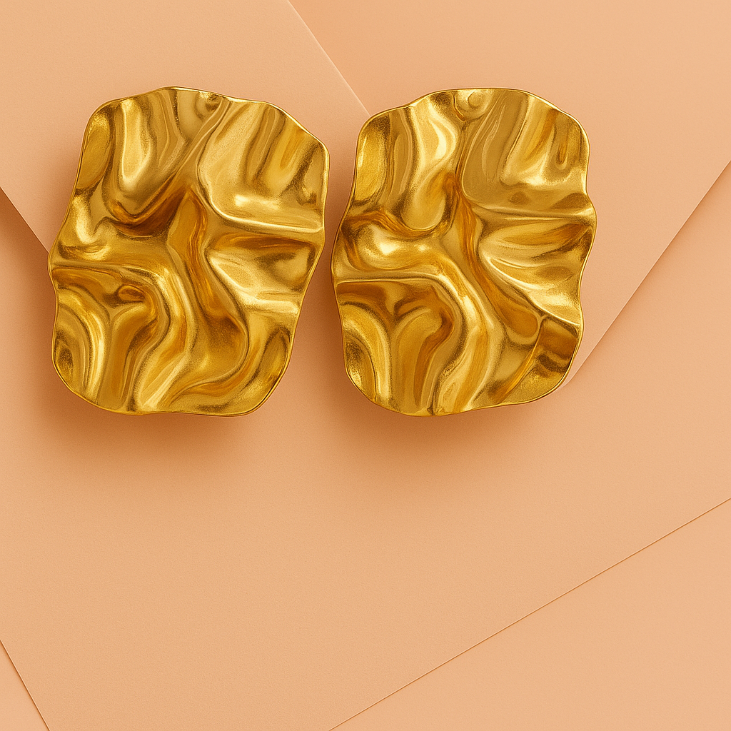Molten Muse Textured Gold Plated Earrings