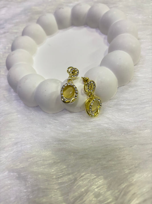 Golden Yellow Stone Drop Earrings