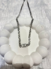 Chunky Silver Chain Necklace with Money Charm – Street Style