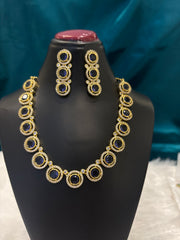 Circular Shaped Mehendi Necklace Set – Antique Gold Finish Jewelry for Women