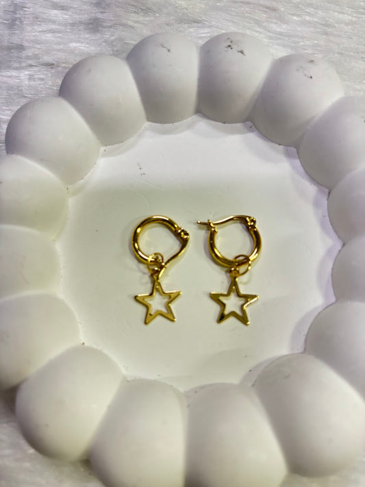 Gold Star Dangling Earrings