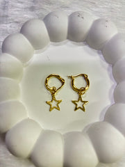 Gold Star Dangling Earrings