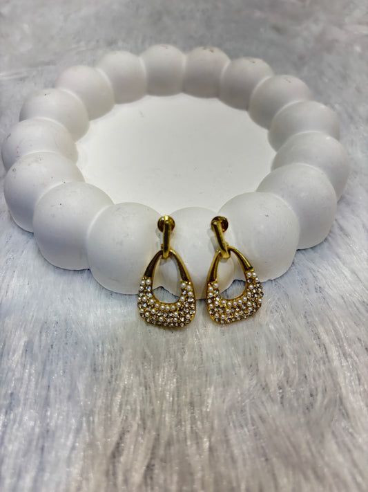Gold-Plated CZ Teardrop-Inspired Drop Earrings