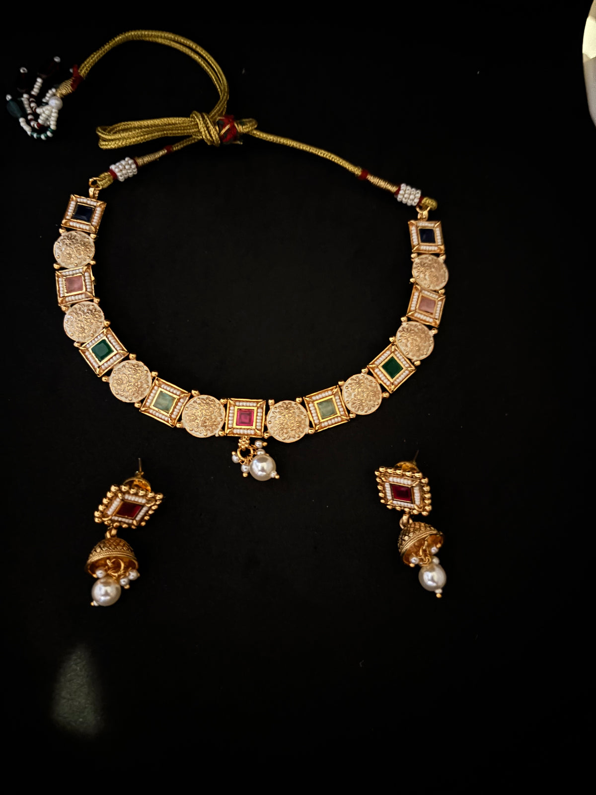 Mutli Colour Gold Necklace Set