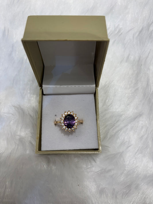 Purple Stone AD Ring – Elegant Amethyst-Inspired American Diamond Jewelry