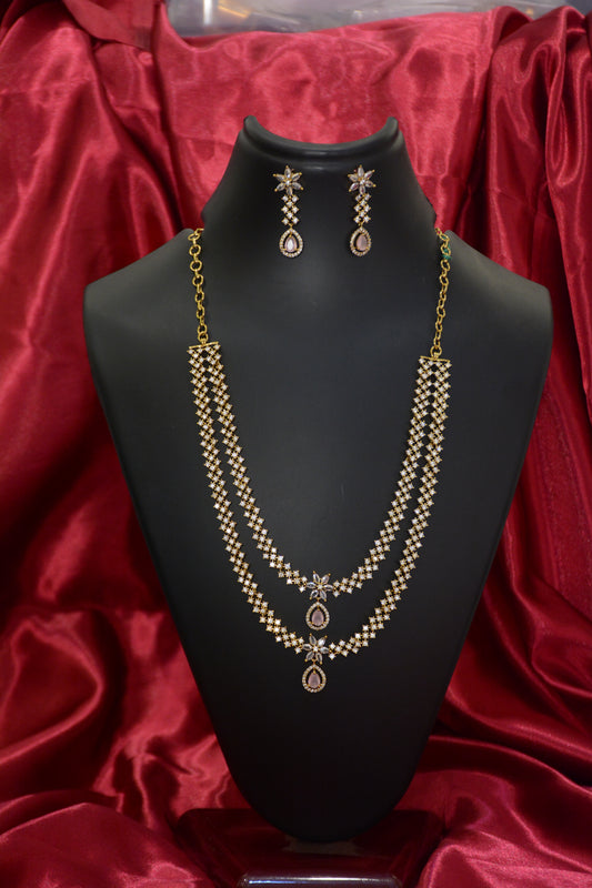 Pink Stone Mehendi Plated Necklace Set – Antique Gold Finish Jewelry for Women