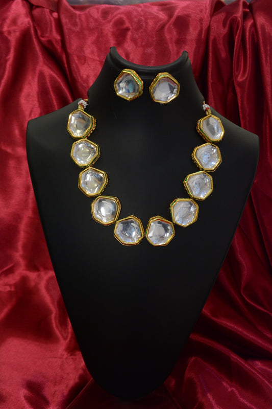 Asymmetrical Clear Crystal Necklace Set – Modern Statement Jewelry for Women