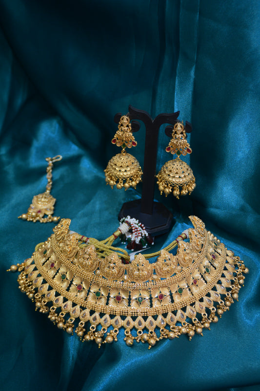 Gold Plated Traditional Choker Set – Bridal & Ethnic Jewelry for Women