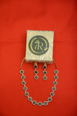 Circular Shaped Mehendi Necklace Set – Antique Gold Finish Jewelry for Women
