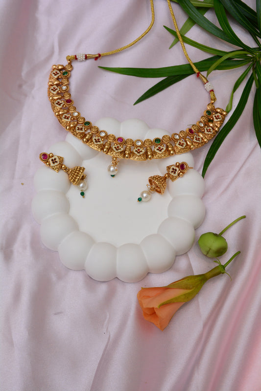 Multicolor Gold Plated Necklace Set – Traditional & Festive Jewelry for Women