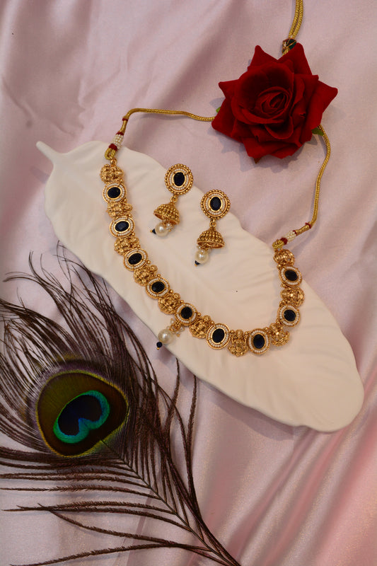 Regal Temple Gold Plated Necklace Set