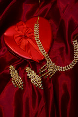 Teal AD Gold Plated Necklace Set