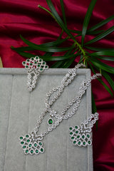 Tree Dual Line AD Silver Necklace Set