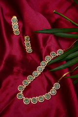 AD Teal Gold Plated Circle Necklace Set