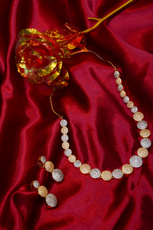 Dual Toned Gold and Silver Plated Necklace set