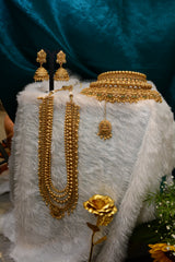 Bridal Gold Plated Choker abd Long Necklace Set