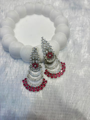 Ruby & CZ Floral Fan Chandelier Earrings
