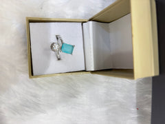 Square Coloured Stone & AD Circle Ring – Elegant Statement Jewelry