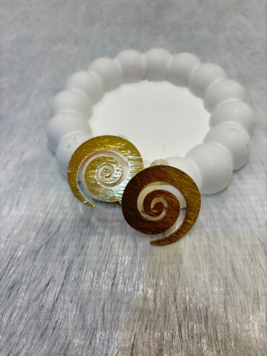 Golden Spiral Statement Stud Earrings