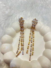 Elegant Crystal Cascade Long Dangler Earrings