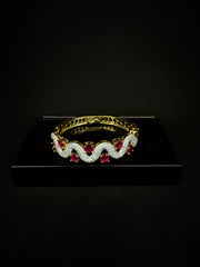 Gold Ruby Diamond Snake Bracelet