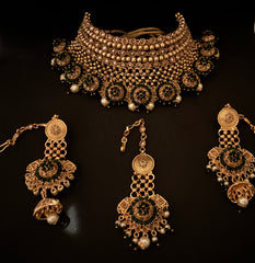 Emerald and Gold Bridal Set