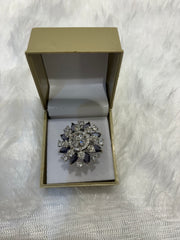 Luxurious AD Round Flower Ring – Elegant Floral American Diamond Jewelry