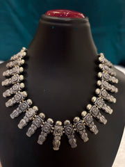 Oxidized Silver Owl Detailing Necklace for Women