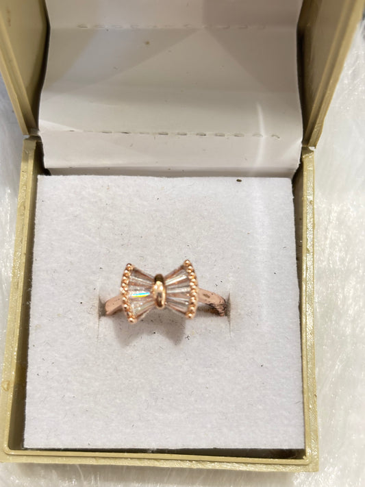 Rose Gold Bow Ring – Elegant Adjustable Ribbon Design Jewelry