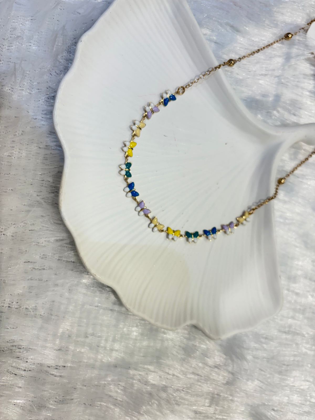 Gold Plated Pastel Butterfly Necklace