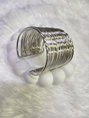 Textured Wire Kada Set – Gold & Silver Wide Cuff Bangles