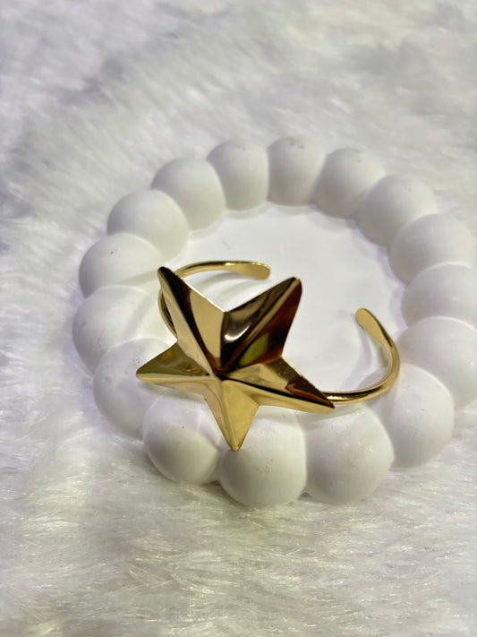 Gold Star Kada – Statement Open Cuff Bangle
