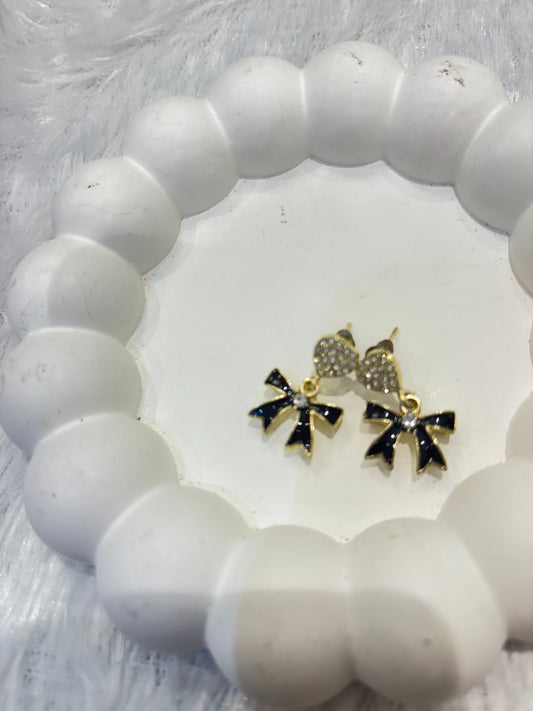 Gold-Plated Bow Drop Stud Earrings