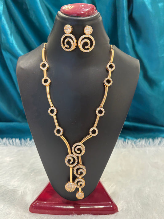 Spiral Shaped Rose Gold Plated Necklace Set – Modern Elegant Jewelry for Women